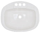 20in x 16in Plastic Rectangle/Oval Lavatory Sink (White)