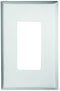 A white single gang snap-on wall switch/receptacle plate.