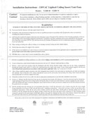 Instruction manual for A Ventline 75 CFM side exhaust bath fan with a white plastic cover and black central unit.