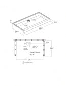 Dimension diagram for shower floor piece