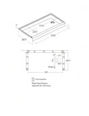Dimension diagram for shower floor piece