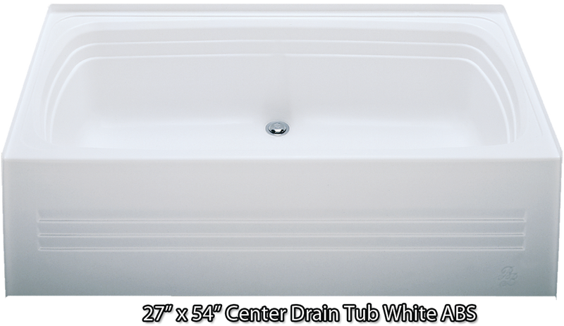 Kinro 27inX54in Mobile Home Tub W/ Center Drain -White