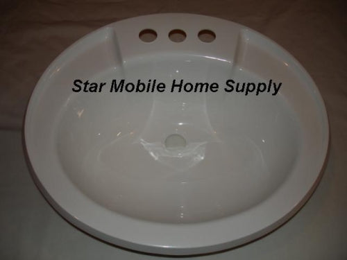 20in X 17in Plastic Oval Lavatory Sink (White)
