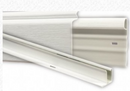 A set of white vinyl skirting rails including top back rails, top front rails, and bottom channels designed for manufactured homes.