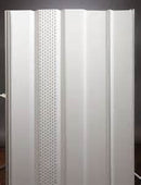 A stack of white pre-cut vented skirting panels.