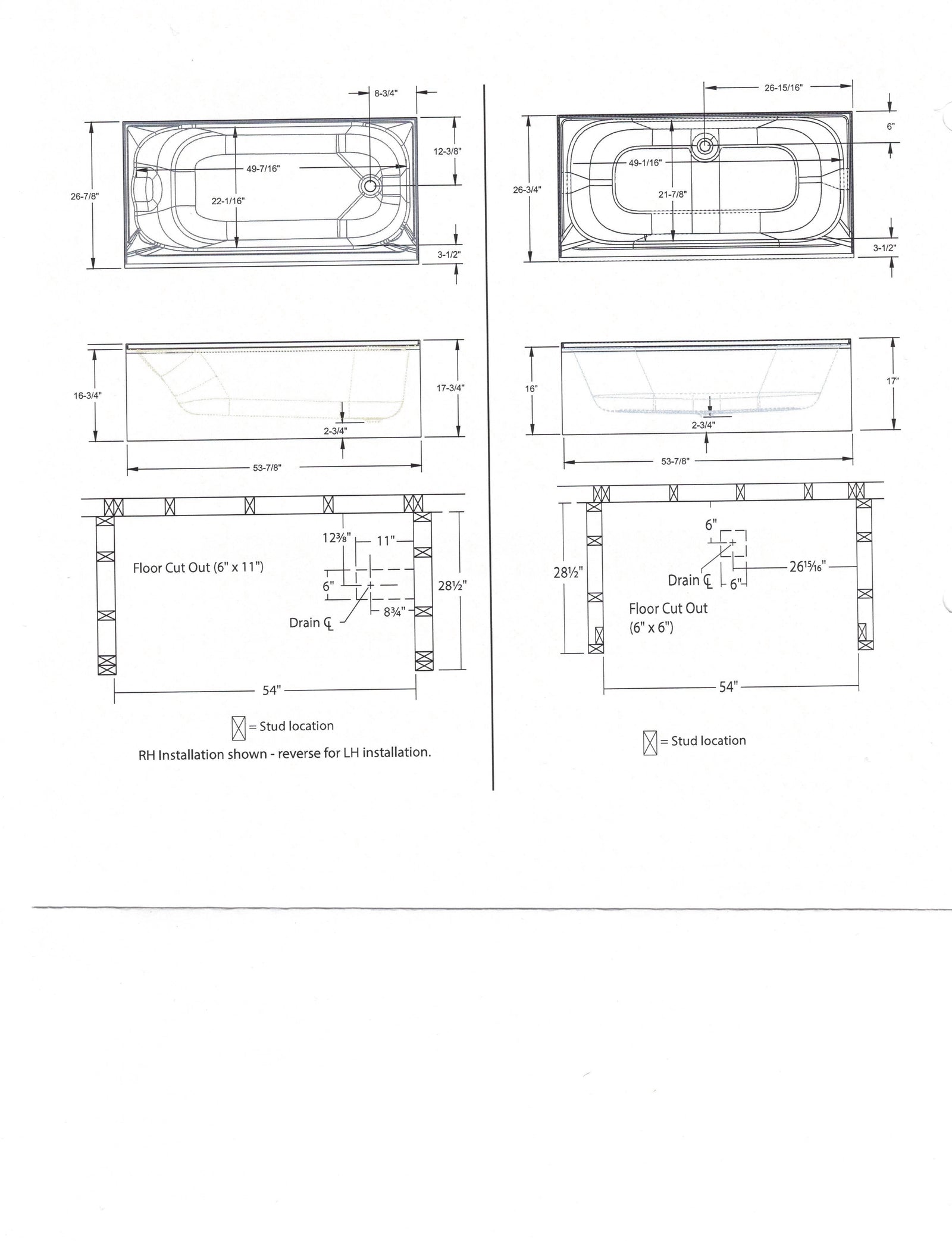 Lyons 27''x54'' White Mobile Home Tub With 3 Piece Surround Star