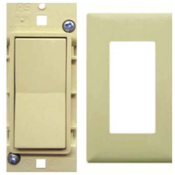 Pass & Seymour Ivory Self Contained Rocker Wall Switch With Plate