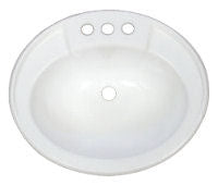 20in X 17in Plastic Oval Lavatory Sink (White)