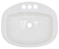20in x 16in Plastic Rectangle/Oval Lavatory Sink (White)