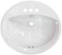 20in x 17in White Oval China Lavatory Sink