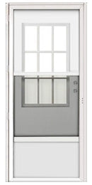 9-Lite Combination Door for Mobile Homes with Cottage Window (NOT RETURNABLE)
