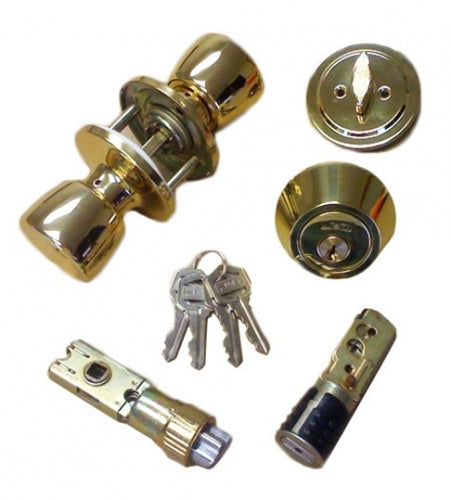 Cardinal Polished Brass Combination Door Lock Set with Dead Bolt