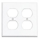 White Two Gang Wall Receptacle Plate