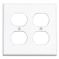White Two Gang Wall Receptacle Plate