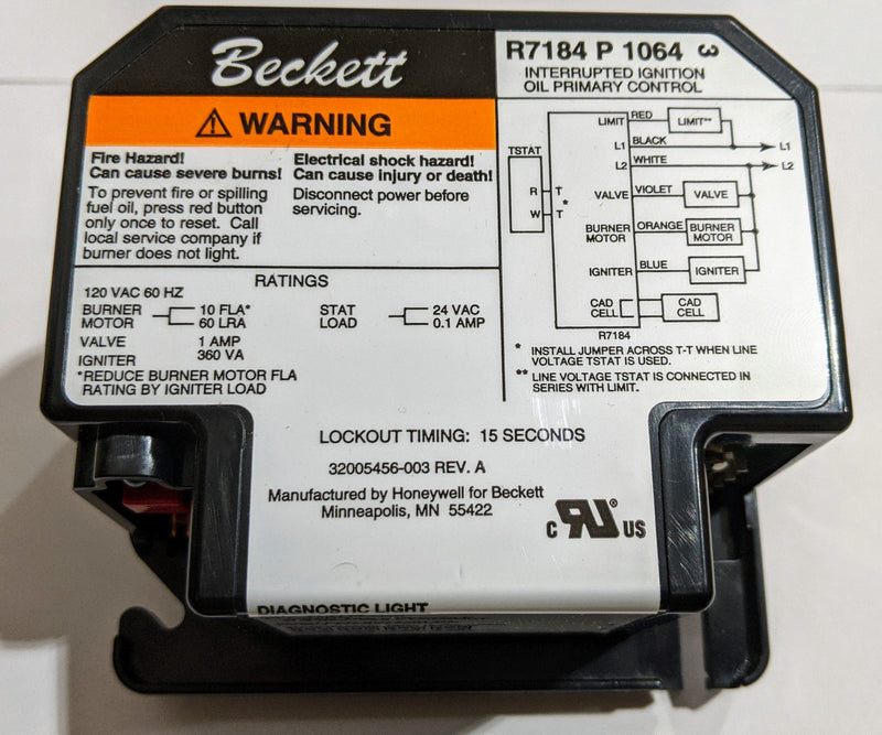 Thermo Pride 380646 Beckett Primary Control NLA Replaced by Honeywell R7284 (Not Returnable)