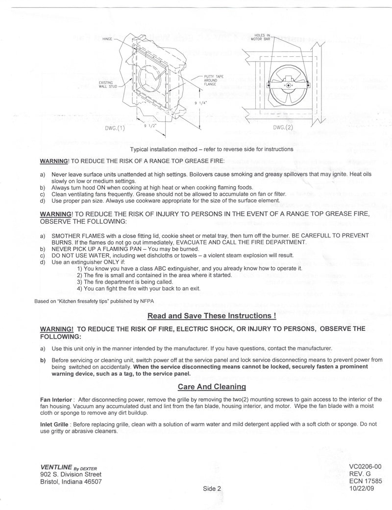 Ventline White Sidewall Exhaust Fan