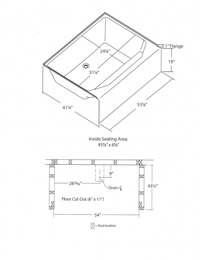 Lyons 42''x 54'' White Mobile Home Garden Tub