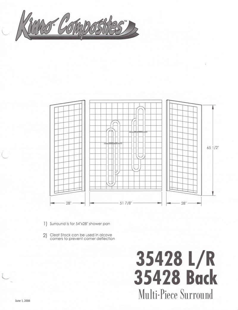 Kinro Mobile Home 3 Piece Almond Tile Shower Surround