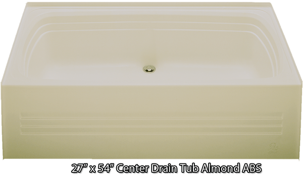 Kinro 27inX54in Mobile Home Tub W/ Center Drain -Almond