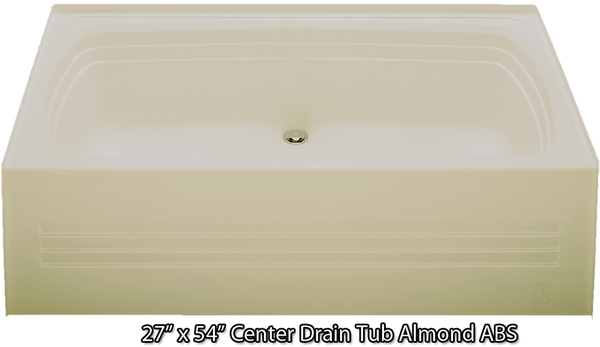 Kinro 27 in x 54 in Mobile Home Tub with Center Drain (Almond Color)