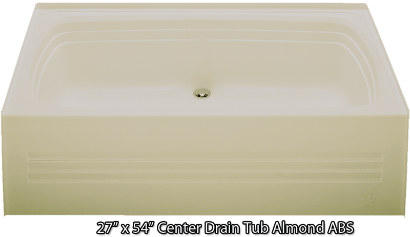 Kinro 27inX54in Mobile Home Tub W/ Center Drain -Almond