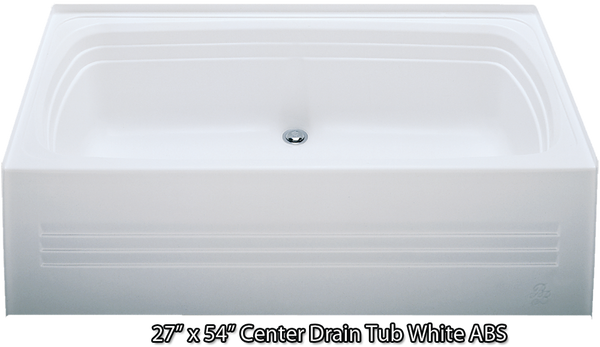 Kinro 27 in x 54 in Mobile Home Tub with Center Drain (White Color)