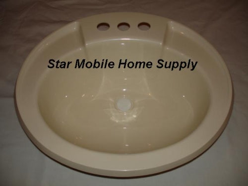 20in X 17in Plastic Oval Lavatory Sink (Almond)